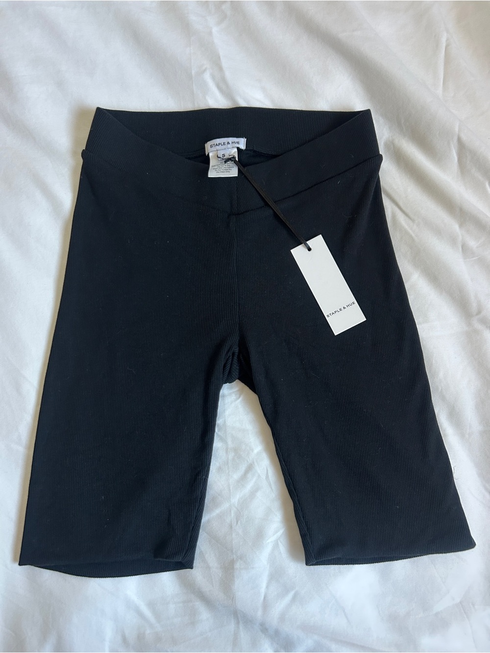 Staple & Hue Black Ribbed Bike Shorts in Small